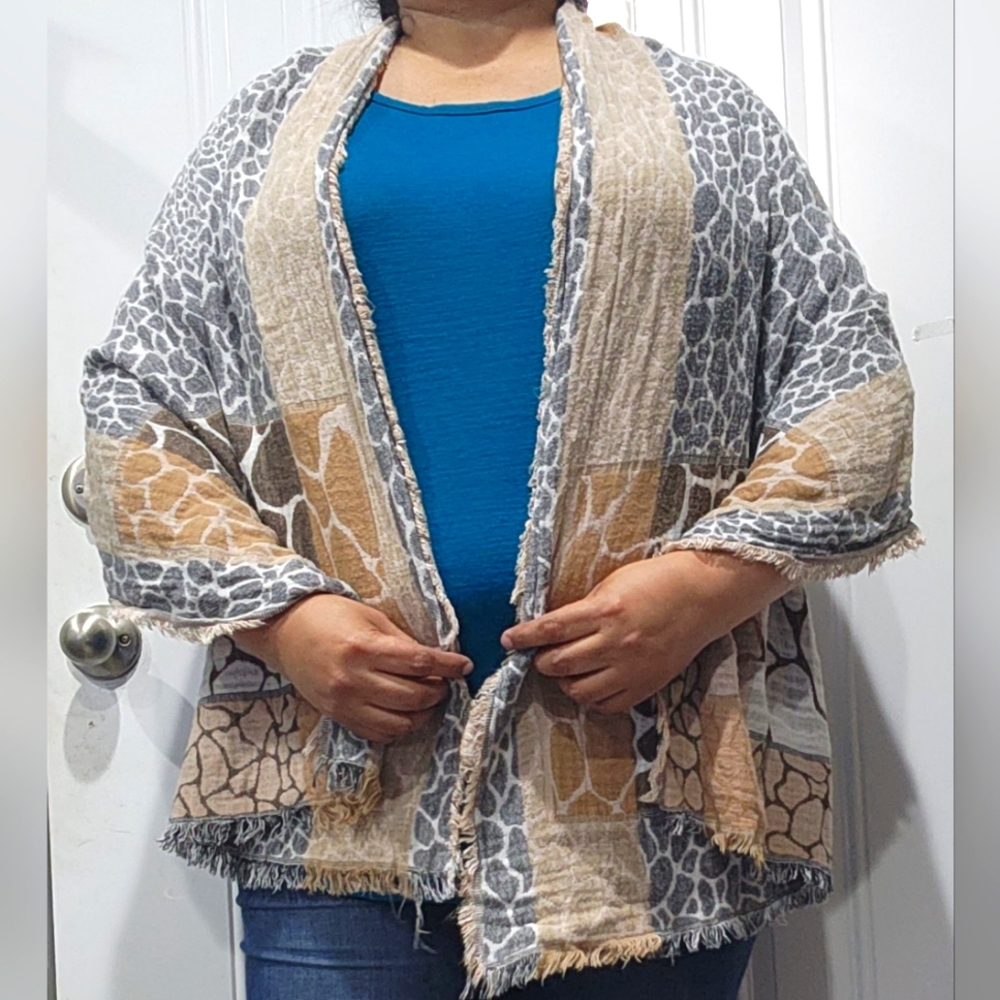 Animal print multicolor wrap shawl
